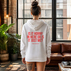 Is it horny in here or is it just me – weißer Hoodie mit rotem Backprint, Damen im Loft