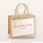 Just Kiss Me – Jutetasche mit Spruch, große Jutetasche, Produktansicht