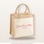 Just Kiss Me – Jutetasche mit Spruch, mittlere Jutetasche 30 × 30 cm