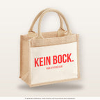 Kein Bock. – Jutetasche mit Spruch, kleine Jutetasche 26 × 22 cm