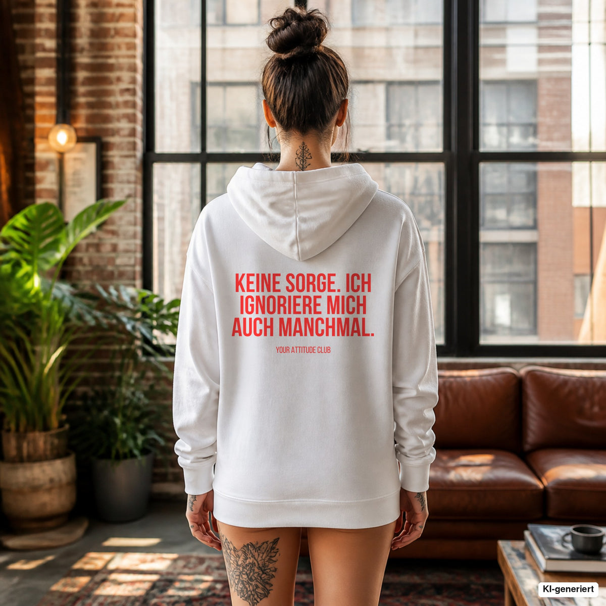 Keine Sorge. Ich ignoriere mich auch manchmal – weißer Hoodie mit rotem Backprint, Damen im Loft