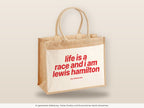 Life is a race and i am lewis hamilton – Jutetasche mit Spruch, große Jutetasche, Detailansicht