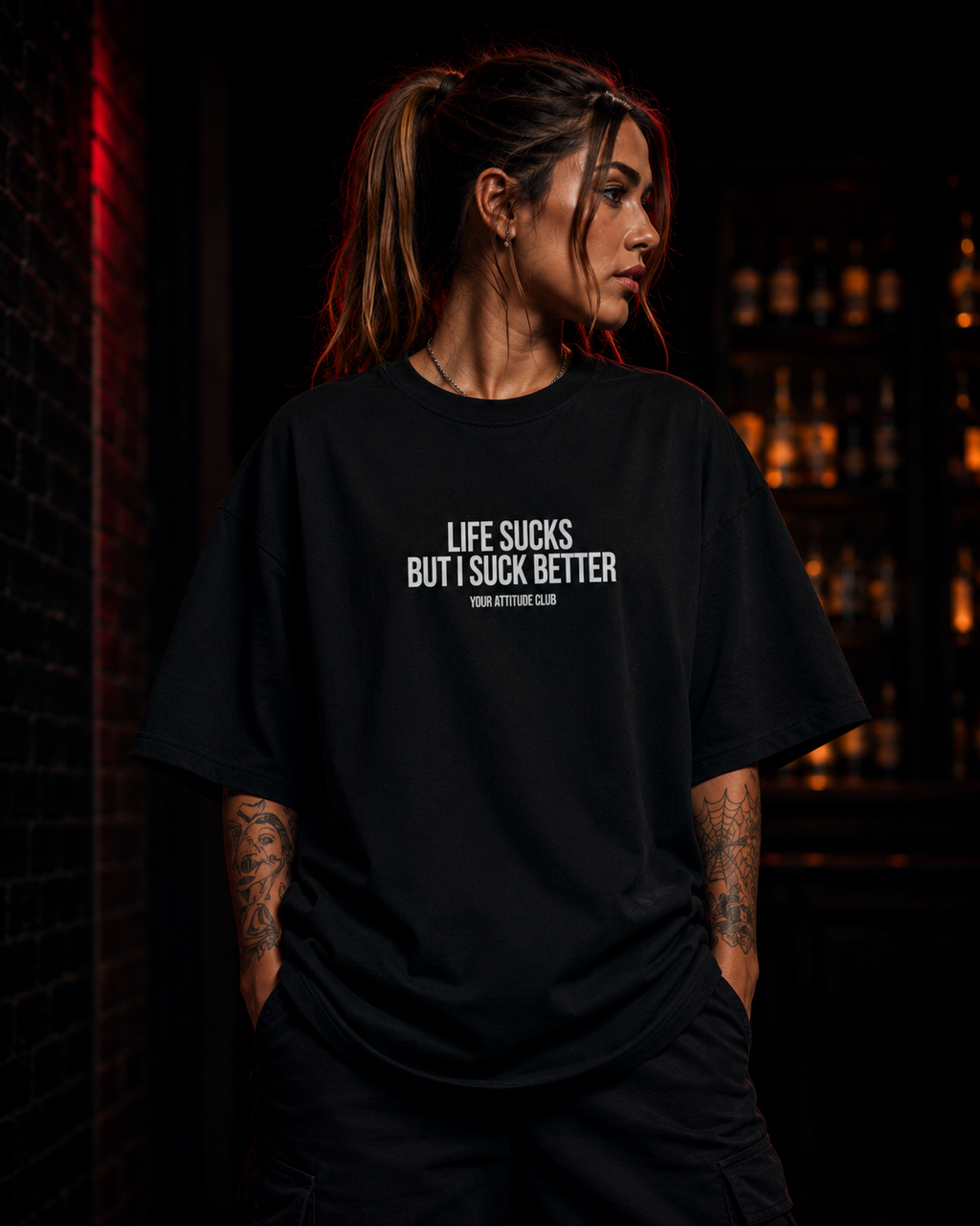 LIFE SUCKS BUT I SUCK BETTER | Oversize Shirt Unisex mit Frontprint, Statement Shirt aus Bio-Baumwolle
