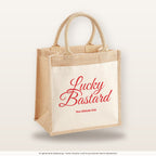 Lucky Bastard – Jutetasche mit Spruch, mittlere Jutetasche 30 × 30 cm