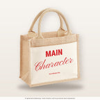 Main Character – Jutetasche mit Spruch, kleine Jutetasche 26 × 22 cm
