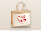 Male Tears – Jutetasche mit Spruch, große Jutetasche, Detailansicht