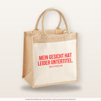 Mein Gesicht hat leider Untertitel. – Jutetasche mit Spruch, mittlere Jutetasche 30 × 30 cm