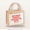 Mein innerer Frieden hat Hausverbot für Idioten. – Jutetasche mit Spruch, kleine Jutetasche 26 × 22 cm