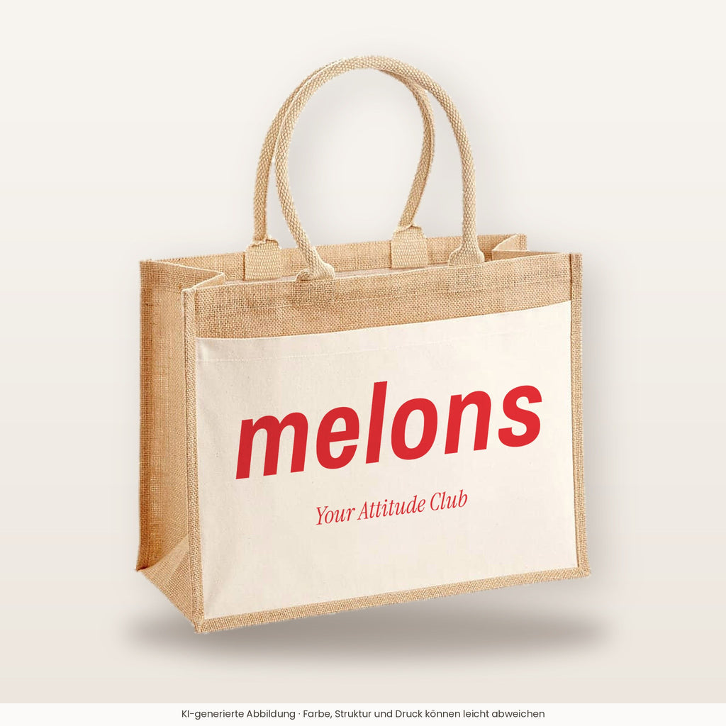Melons – Jutetasche mit Spruch, große Jutetasche, Produktansicht
