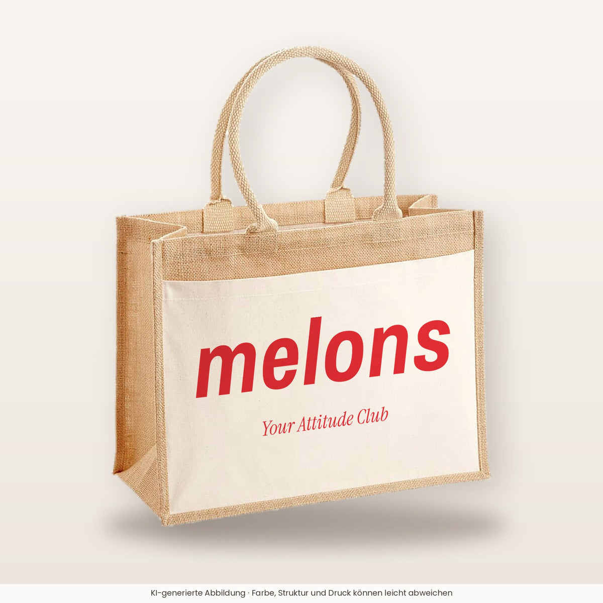 Melons – Jutetasche mit Spruch, große Jutetasche, Produktansicht