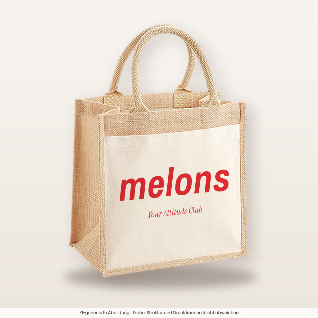 Melons – Jutetasche mit Spruch, mittlere Jutetasche 30 × 30 cm