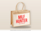 MILF hunter – Jutetasche mit Spruch, große Jutetasche, Detailansicht