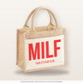 MILF – Jutetasche mit Spruch, kleine Jutetasche 26 × 22 cm