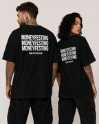 MONEYFESTING MONEYFESTING MONEYFESTING – Unisex Oversize T-Shirt mit Backprint, Statement Shirt, Streetwear Geschenk für Frauen und Männer