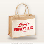 Mum’s Biggest Flex – Jutetasche mit Spruch, große Jutetasche, Produktansicht