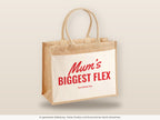 Mum’s Biggest Flex – Jutetasche mit Spruch, große Jutetasche, Detailansicht