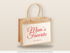 Mum’s Favorite – Jutetasche mit Spruch, große Jutetasche, Detailansicht