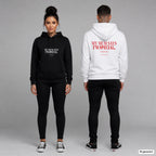 My Mum Says I'm Special, So Fuck You – Hoodie unisex mit Frontprint (Frau, Schwarz) und Backprint (Mann, Weiß)