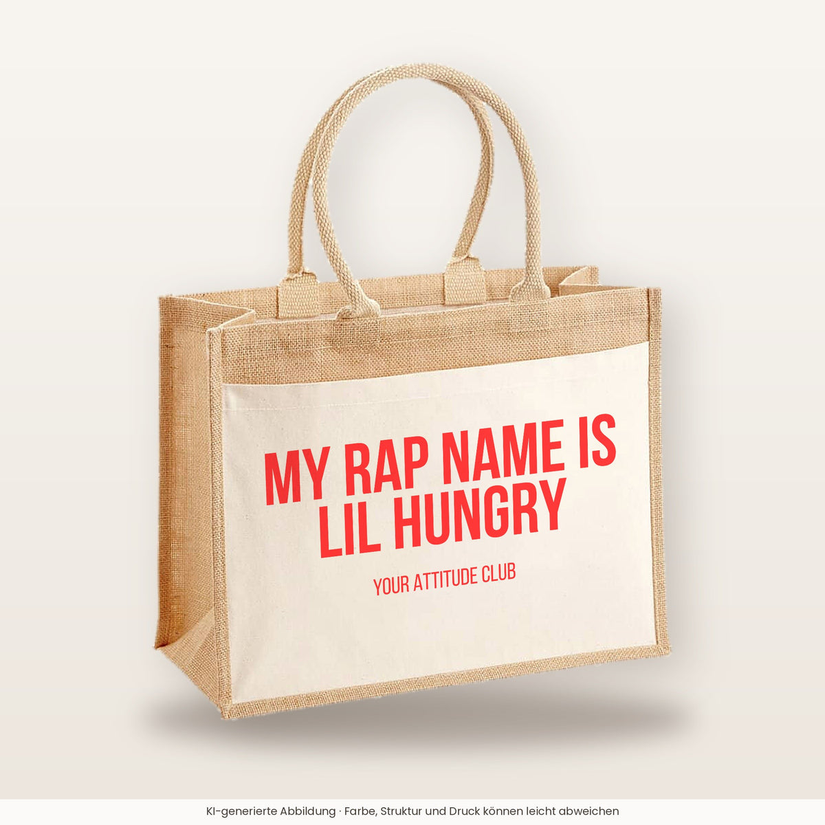 My rap name is Lil Hungry – Jutetasche mit Spruch, große Jutetasche, Produktansicht