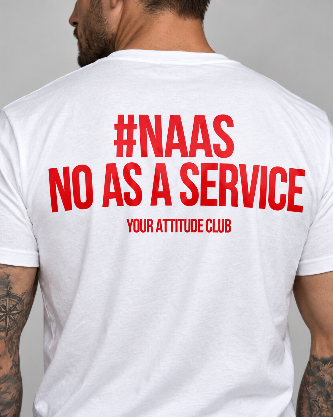 #NAAS NO AS A SERVICE – Unisex Statement T-Shirt Weiß mit rotem Backprint | IT Sprüche Shirt