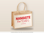 Namaste B*tches – Jutetasche mit Spruch, große Jutetasche, Detailansicht
