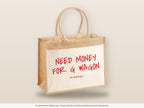 Need Money For G Wagon – Jutetasche mit Spruch, große Jutetasche, Detailansicht