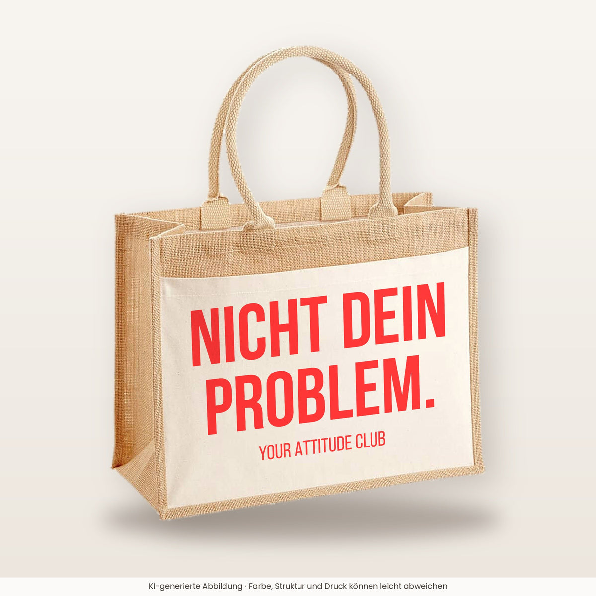 Nicht dein Problem. – Jutetasche mit Spruch, große Jutetasche, Produktansicht