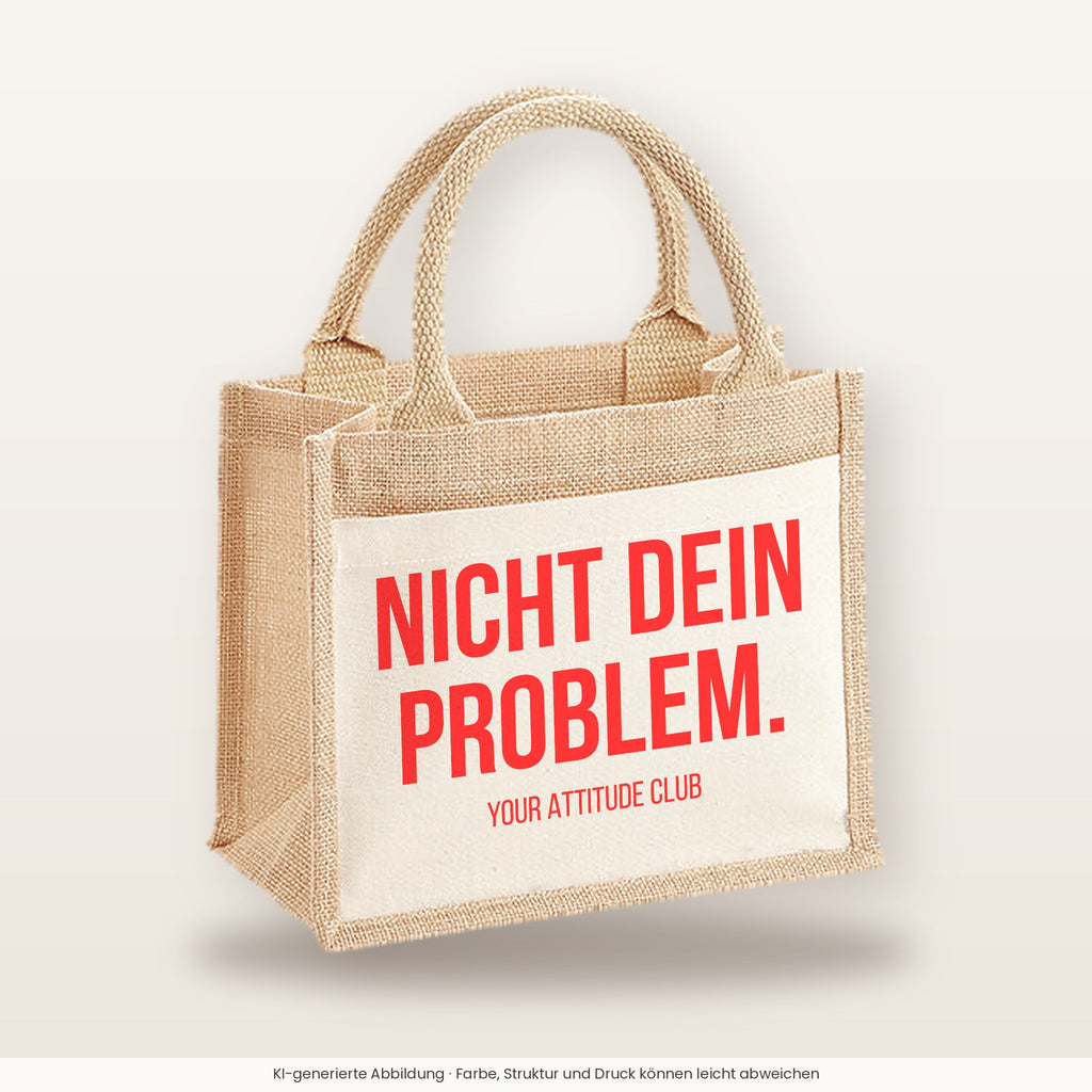 Nicht dein Problem. – Jutetasche mit Spruch, kleine Jutetasche 26 × 22 cm