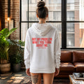 Not my problem what you think about me – weißer Hoodie mit rotem Backprint, Damen im Loft