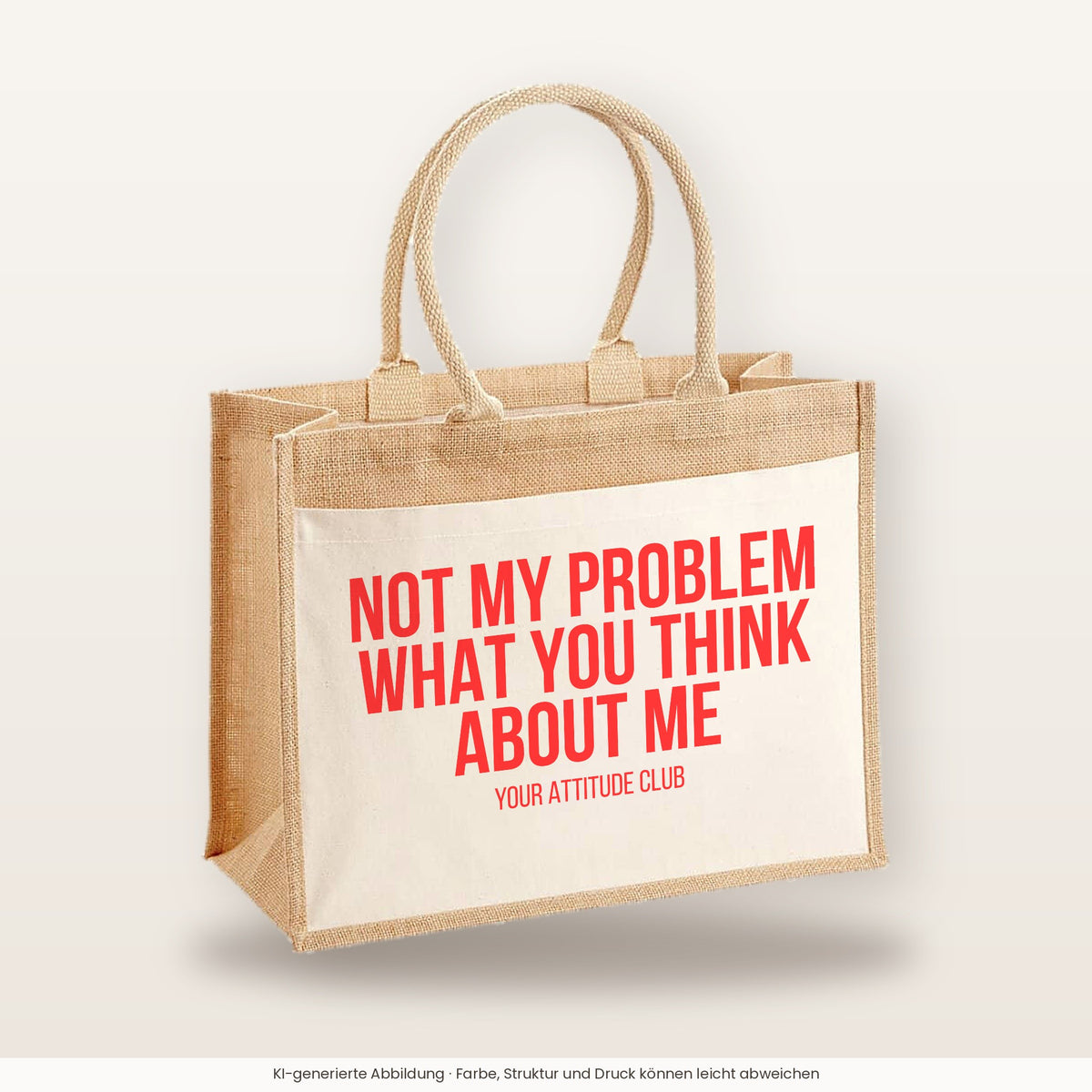 Not my problem what you think about me – Jutetasche mit Spruch, große Jutetasche, Produktansicht