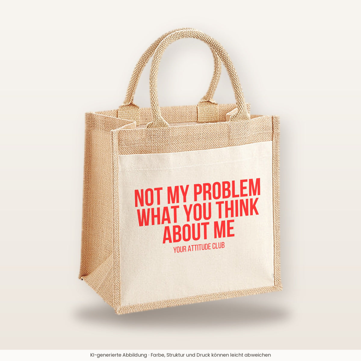 Not my problem what you think about me – Jutetasche mit Spruch, mittlere Jutetasche 30 × 30 cm