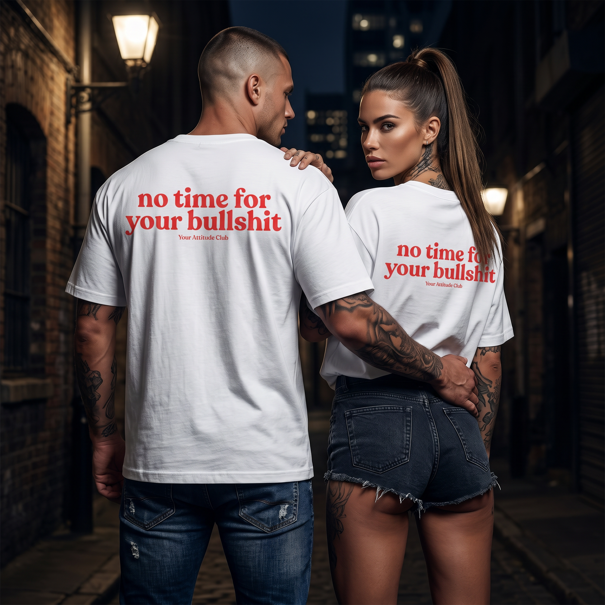 No time for your bullshit Shirt mit Backprint – Oversize Unisex T-Shirt aus 100% Baumwolle, Statement Streetwear, Geschenkidee