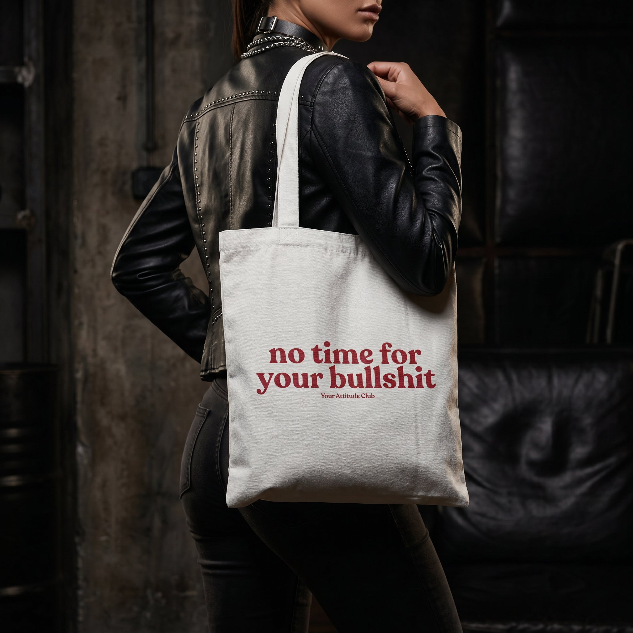 No time for your bullshit Beutel – Statement Tragetasche Baumwolle, frecher Stoffbeutel, Shopper Bag groß, Streetstyle Tasche Damen Herren