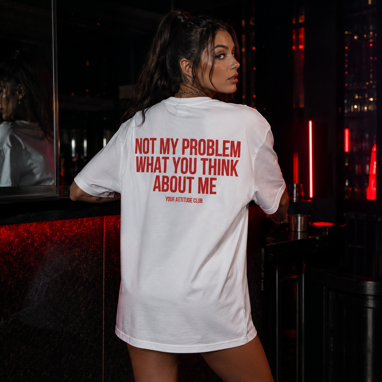 NOT MY PROBLEM WHAT YOU THINK ABOUT ME | Oversize Shirt Unisex mit Backprint, Statement Shirt aus Bio-Baumwolle