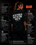 NOT MY PROBLEM WHAT YOU THINK ABOUT ME | Oversize Shirt Unisex mit Backprint, Statement Shirt aus Bio-Baumwolle