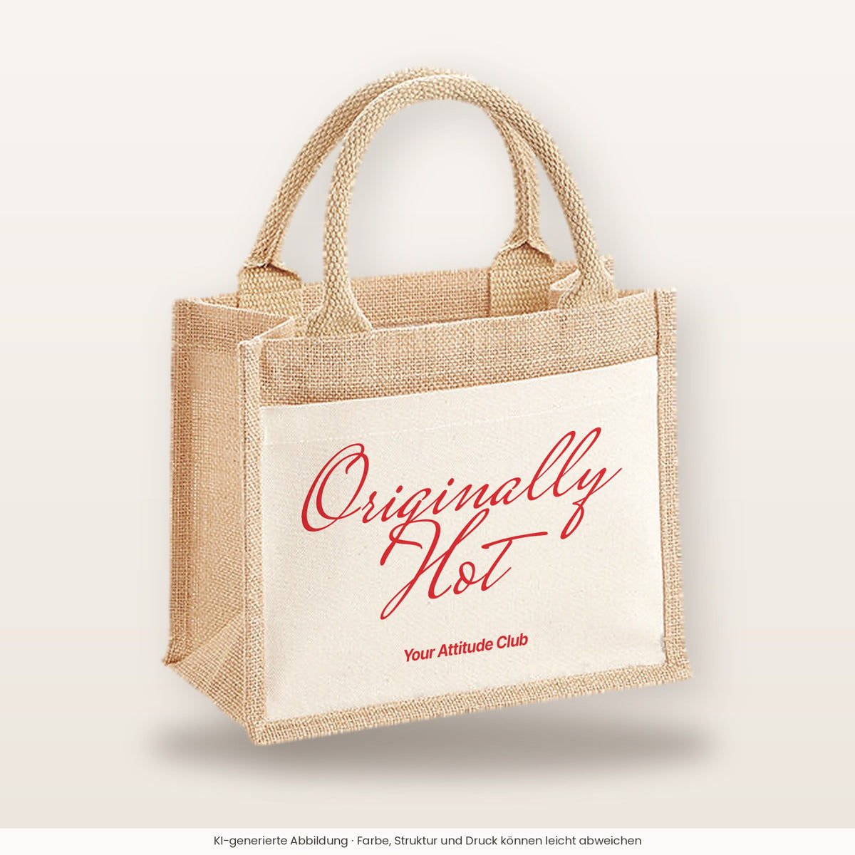 Originally Hot – Jutetasche mit Spruch, kleine Jutetasche 26 × 22 cm
