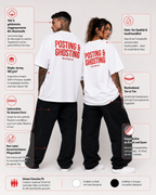 POSTING & GHOSTING – Unisex Oversize T-Shirt mit Backprint, lustiges Statement Shirt, moderne Streetwear, Geschenk für Frauen und Männer