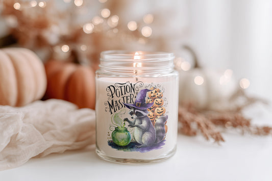 Potion Master Halloween Kerze Duftkerze Glas vegan Sojawachs Herbstdeko Geschenkidee Hexe Magie