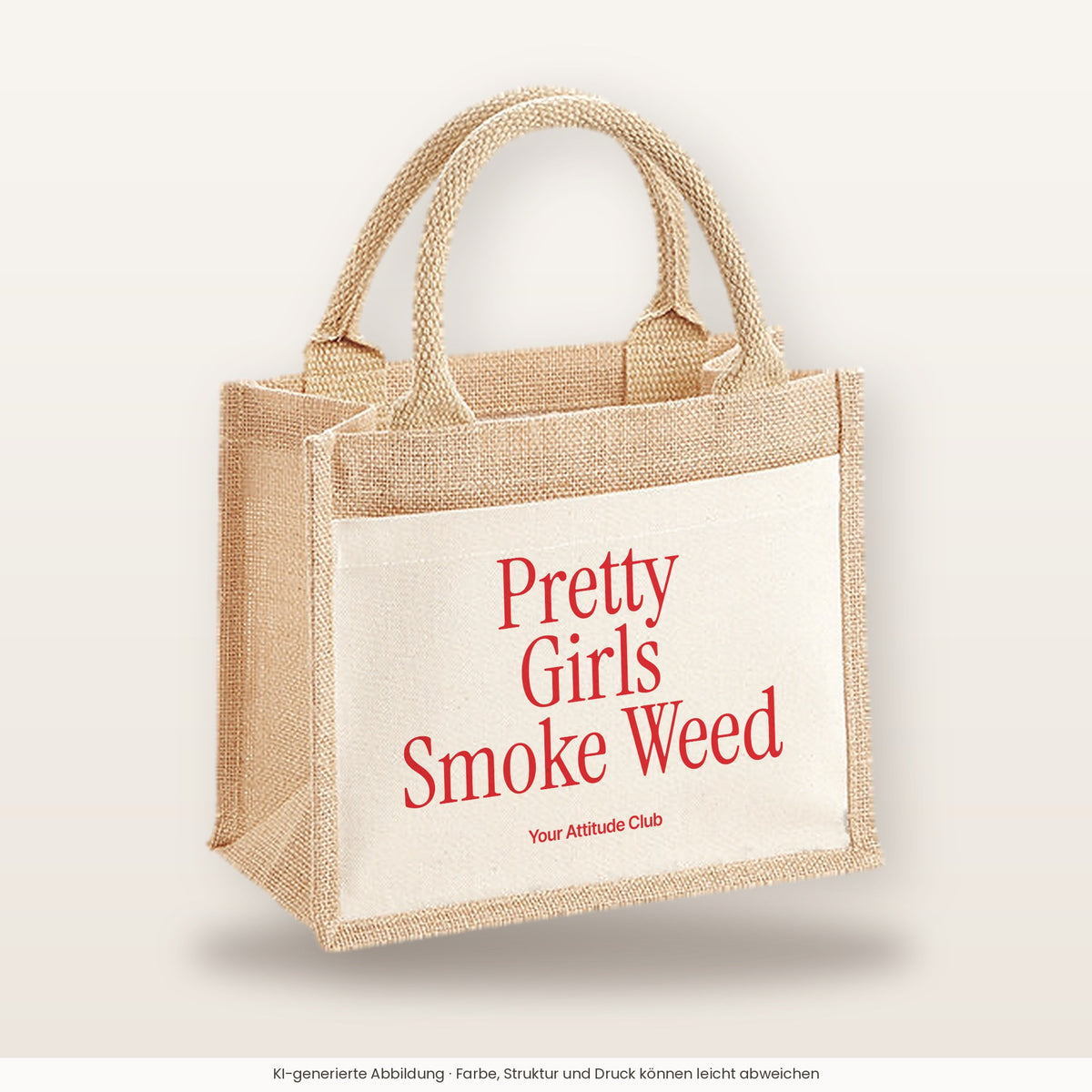 Pretty Girls Smoke Weed – Jutetasche mit Spruch, kleine Jutetasche 26 × 22 cm
