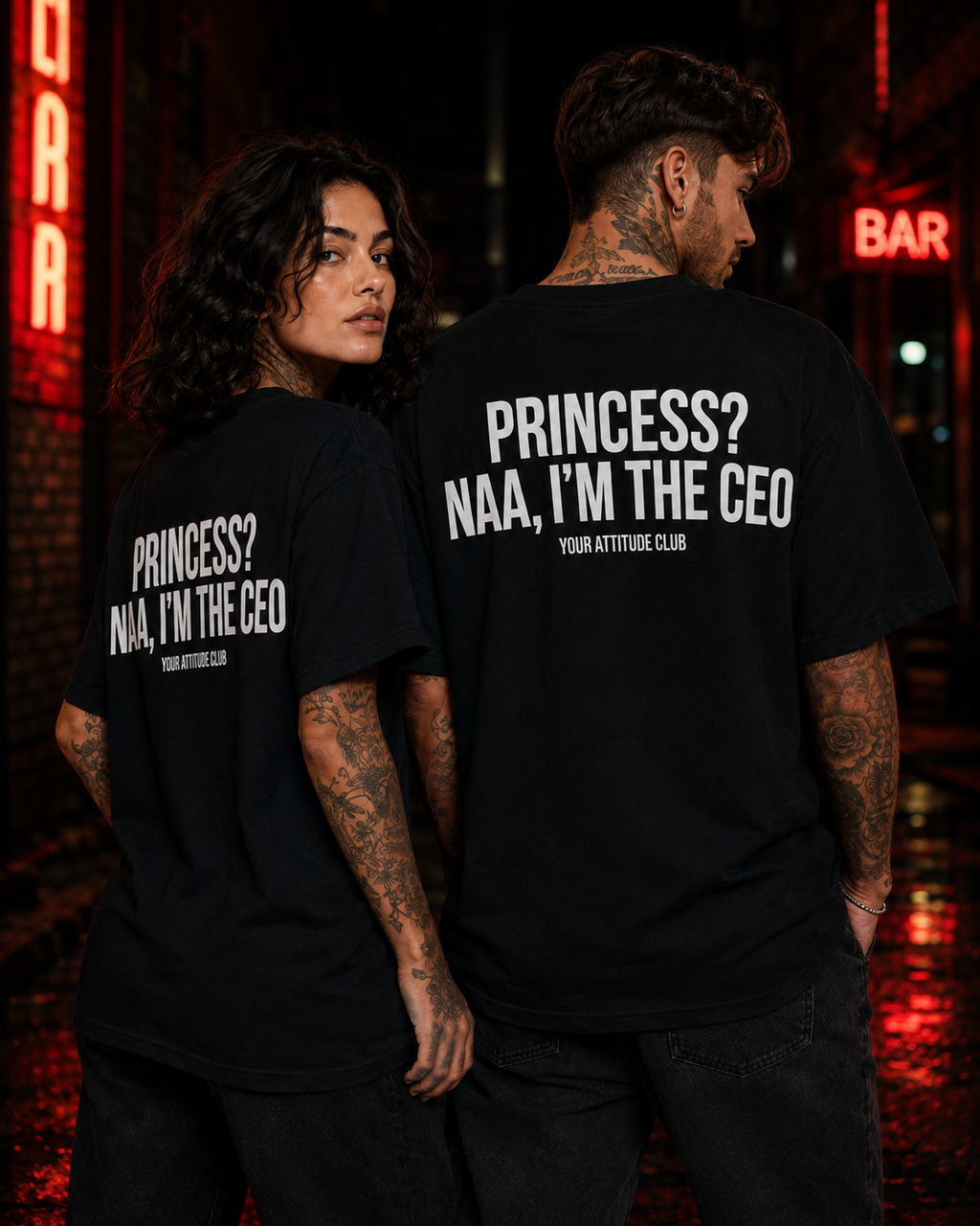PRINCESS? NAA, I’M THE CEO – Unisex Oversize T-Shirt mit Backprint, selbstbewusstes Statement Shirt, Streetwear Geschenk für Frauen und Männer