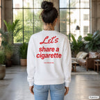 Let’s share a cigarette – weißer Pullover mit rotem Backprint, Damen im Loft