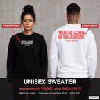 Mental schon im Feierabend – Pullover wahlweise mit Front- oder Backprint, Paar vor Betonwand