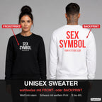 SEX SYMBOL – Pullover wahlweise mit Frontprint oder Backprint – Frau vorne in Schwarz, Mann hinten in Weiß