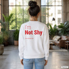 I’m not shy – weißer Pullover mit rotem Backprint, Damen im Loft