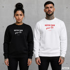 Hotter than your ex – Pullover mit Frontprint, Frau in Schwarz und Mann in Weiß vor Betonwand