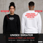 Kann Spuren von Genervtheit enthalten – Pullover wahlweise mit Front- oder Backprint, Paar vor Betonwand