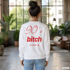 90’s bitch – weißer Pullover mit rotem Backprint, Damen im Loft