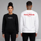 Food is flirting with me – Pullover unisex mit Frontprint (Frau, Schwarz) und Backprint (Mann, Weiß)