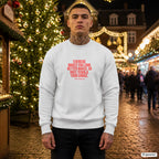 Exercise makes you look better naked. so does tequila. your choice – weißer Pullover mit rotem Frontprint, Herren auf dem Weihnachtsmarkt