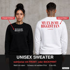 My ex is my biggest fan – Pullover wahlweise mit Front- oder Backprint, Paar vor Betonwand